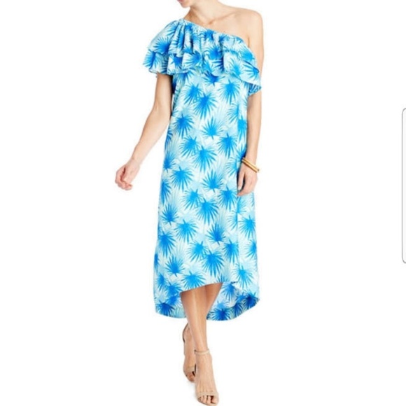 Vineyard Vines Electric Palm one Shoulder floral print summer dress Sz 10 - Picture 1 of 6